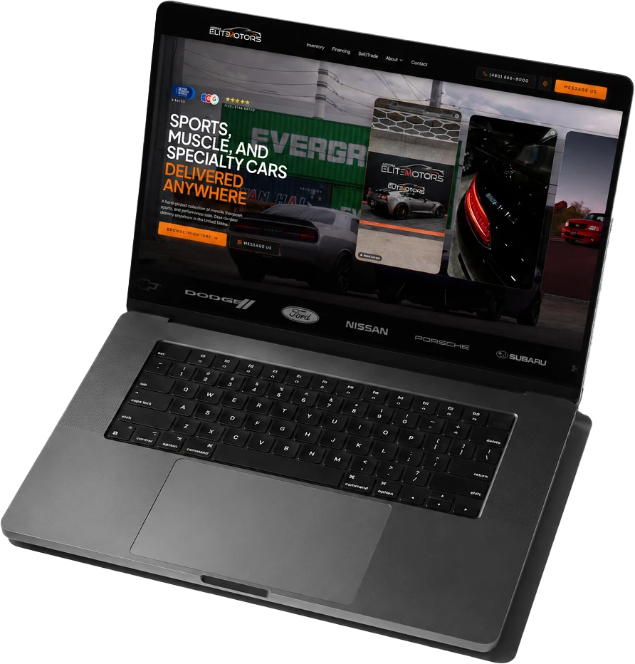 A custom website built by Ninetyfifth Marketing shown on a MacBook Pro